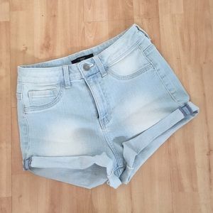 High waisted denim shorts